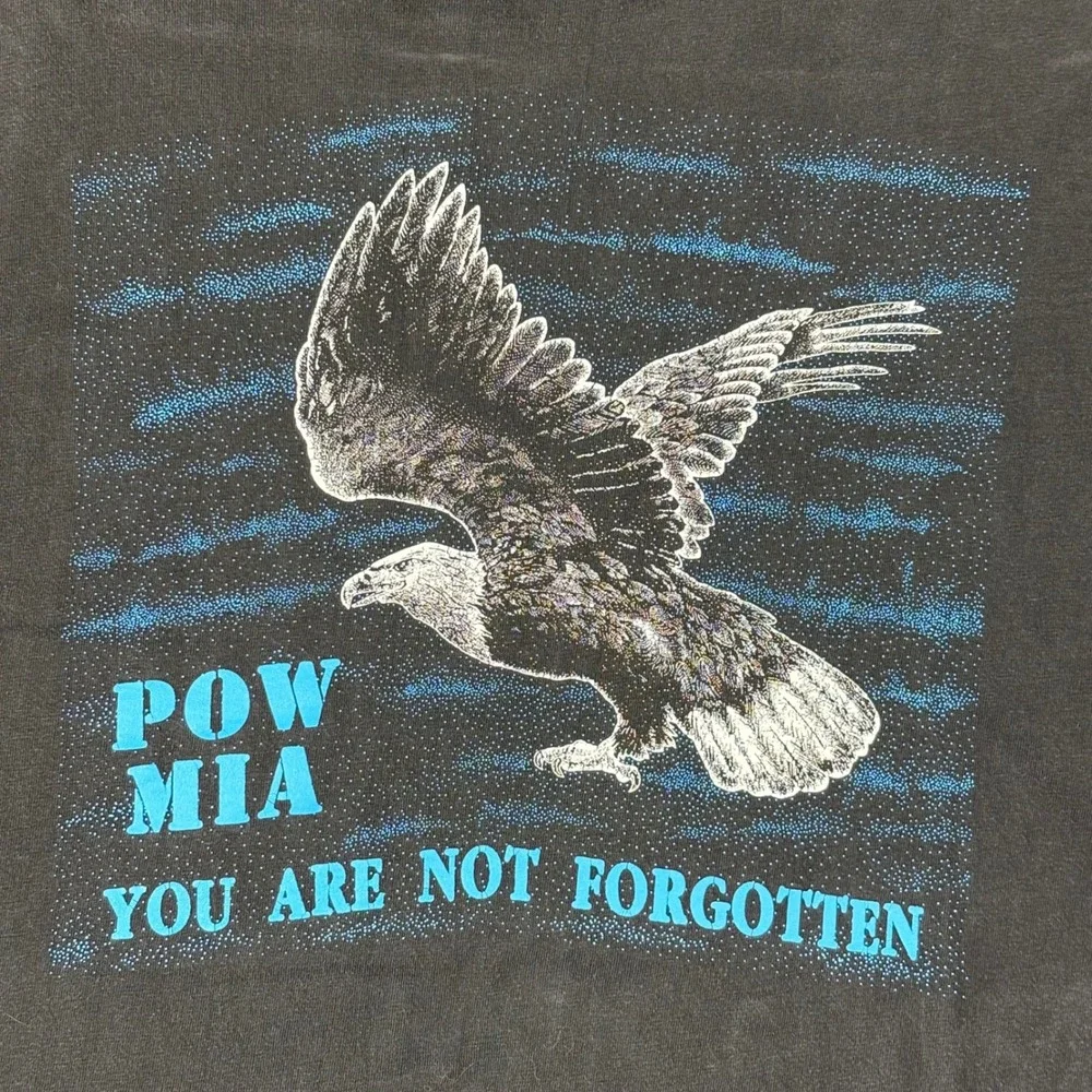 Vintage Hanes Beefy-T Vietnam Veterans Memorial POW MIA T-Shirt Black XL SS